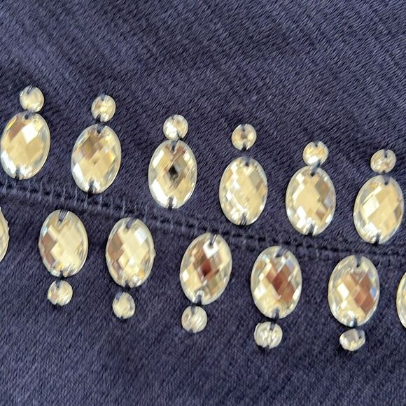 Crewcuts Girls Navy Blue Sweater Dress Size 10 Rhinestones Long Sleeve Jewels - Picture 4 of 6